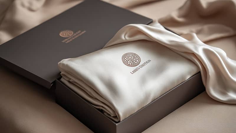 Custom pillowcase with embroidered logo and premium gift box packaging — OEM/ODM pillowcase branding solution.