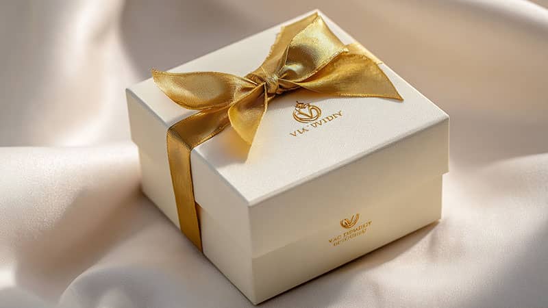 High-resolution product photo of a silk gift box with elegant lighting and clean background, optimized for online retail display.