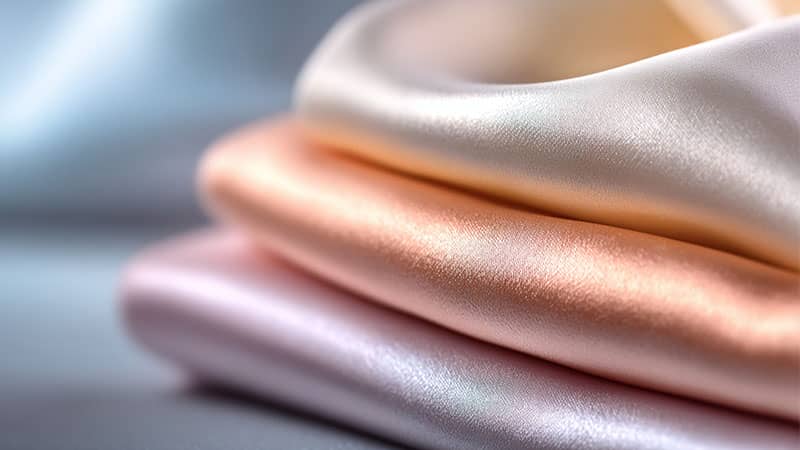Side-by-side comparison of 16, 19, and 22 momme silk fabrics to evaluate quality and cost