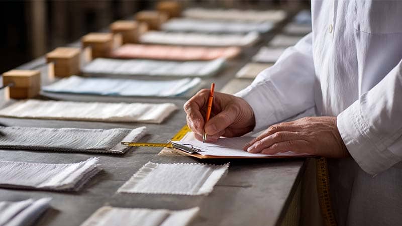Quality control shrinkage test for silk fabric swatches in private label silk robe manufacturing