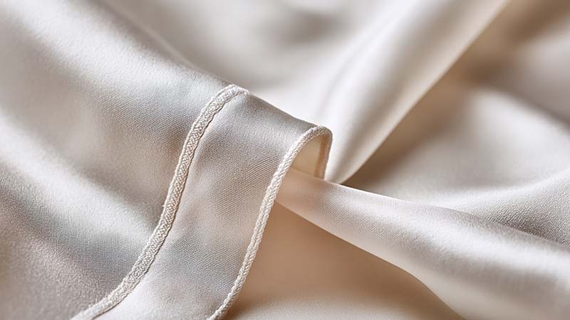Inside finish of custom silk pajamas showing a clean French seam for fray control and comfort
