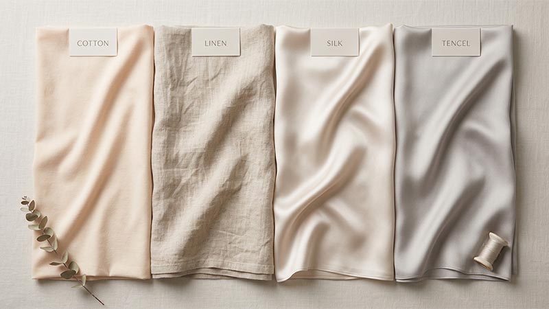 Comparison of cotton, linen, silk, and Tencel as the best fabric options for summer pajamas and cooling sleepwear