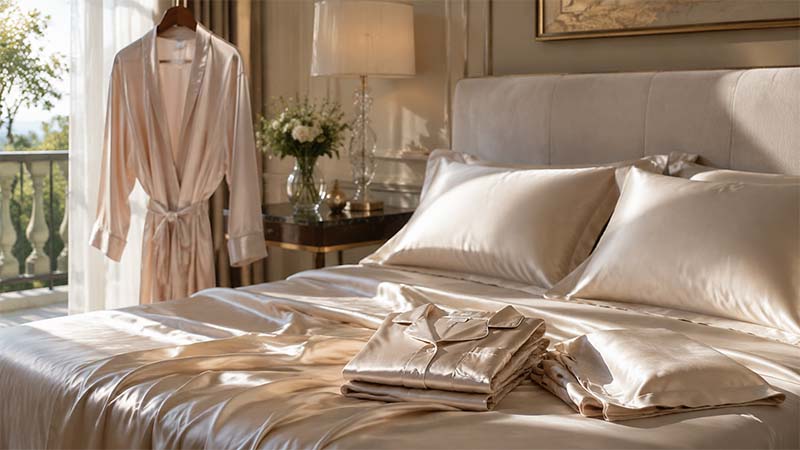 Pre-shrunk silk sleepwear, robes, and bedding maintaining fit, drape, and accurate dimensions after washing
