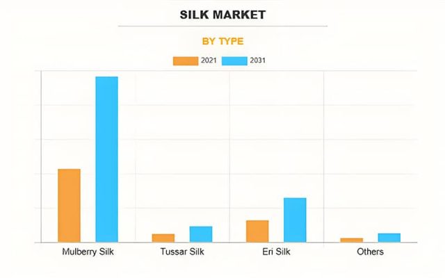 Chart showing the growth of the global silk market from 2020 to 2030